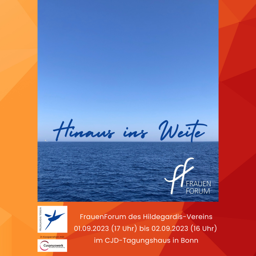 Das Bild zeigt das Logo des Frauen Forums mit dem diesjährigen Motto "Hinaus ins Weite".