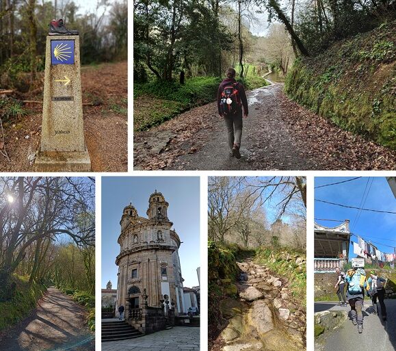 Die Abbildung zeigt eine Collage von verschiedenen Eindrücken des Pilgerwegs.