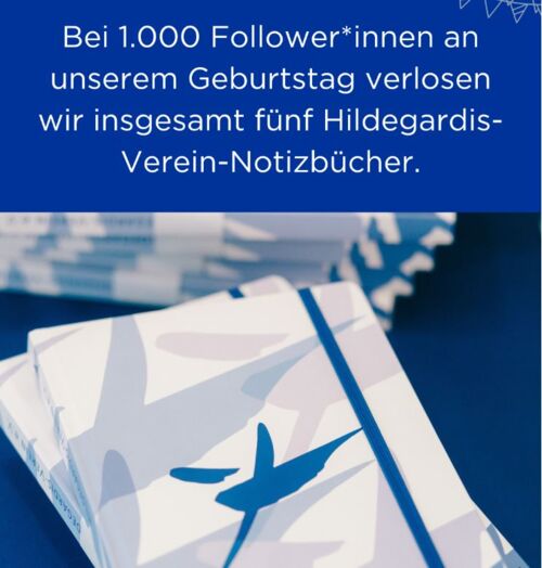 Die Grafik bewirbt ein Gewinnspiel in den Sozialen Medien für ein HV-Notizbuch.